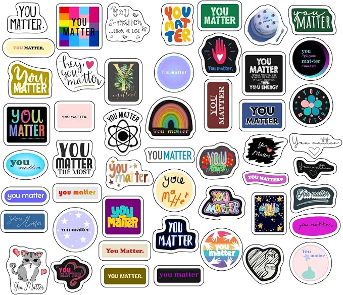 100Pcs You Matter Stickers for Water Bottle and Laptop - Encouragement Party Supplies & Decorations, Waterproof Vinyl Positive Decals, Inspirational Stickers Laptop Decals, Gifts for Women & Men