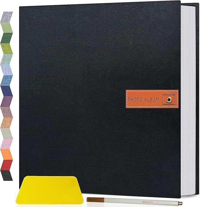 Popotop Large Photo Album Self Adhesive 4x6 5x7 8x10 Scrapbook Album DIY Picture Book,Gifts for Mom,Family Baby and Wedding,with Metal Pen and Plastic Board