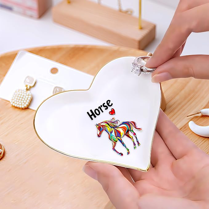 Horse Ring Holder Dish Tray, Gifts For Women Teens Girls, Horse Lovers Themed Stuff Accessories Things Decor Merch, Home Room Ring Earrings Necklace Organizer Holder!