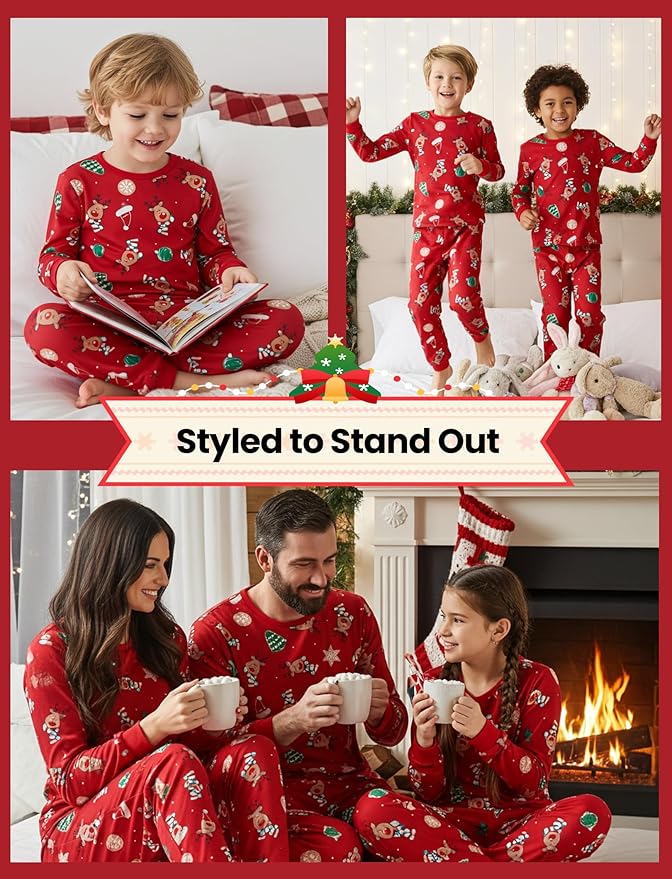 PATPAT Christmas Family Matching Pajama Sets Includes Christmas Socks - Perfect for Family Photos & Holiday Celebrations