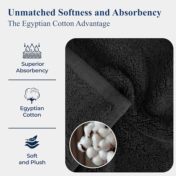 BLUENILEMILLS Madison Egyptian Cotton Face Towel/Washcloth Set, for Kitchen, Bathroom, Shower, Plush, 900 GSM, Highly Absorbent and Ultra-Soft Face Towels, Washcloths, Set of 6, Muted Mauve