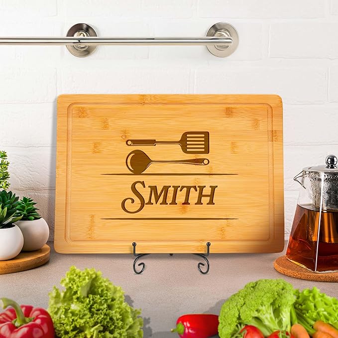 Personalized Cutting Board, Custom Engraved Bamboo Wood Cutting Boards, Customized Name Kitchen Charcuterie Board, Christmas, Housewarming Gift, Multiple Sizes, Engraved in USA by My Sign Center