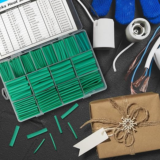 ASHINER Green Heat Shrink Tubing Kit - 580Pcs EVA Material in 11 Sizes - Ideal for Electrical Insulation, Repairs, and Wire Connectors with User-Friendly Design and Storage Case