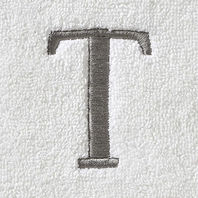 SKL Home Casual Monogram Hand Towel (2-Pack), T, 16x26, White