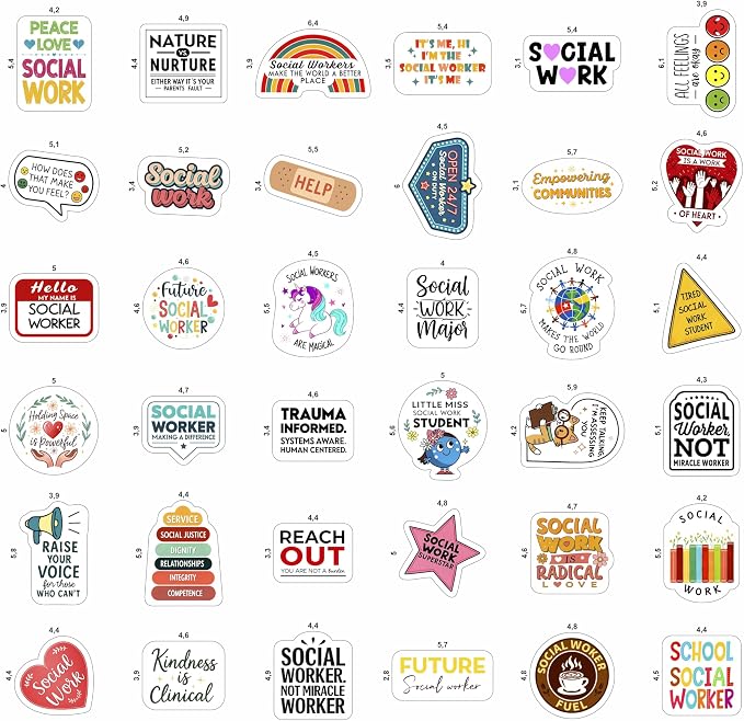100Pcs Social Work Stickers for Laptop, for Water Bottle - Social Worker Gifts - Gift for Women & Men