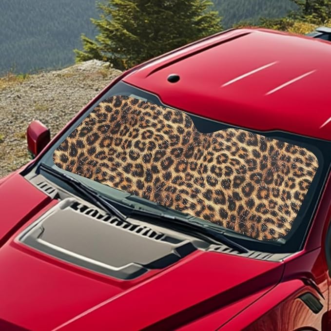 Golden Leopard Print Windshield Sun Shade Foldable Front Windshield Sun Shade for Heat Protection Car Accessories Keep Your Vehicle Cool