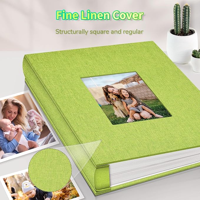 Photo Album 4x6 with 600 Pockets,Slip-in Picture Albums,Linen Cover Memory Book with Front Window,White Page Vertical Photo Book for Wedding,Family,Anniversare,Baby,Vacation