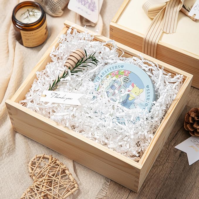 Mefleet 1/2 LB Crinkle Cut Paper Shred Filler 8 oz White Crinkle Shredded Paper for Gift Box - Gift Basket Bag Filler - Grass Cushion Stuffing for Easter, Mother's day, Birthday Packaging Wrapping