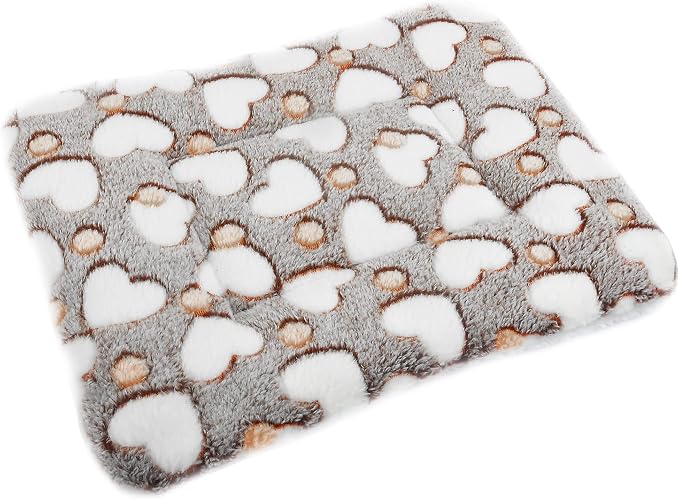 Small Animal Bed Mat, Soft & Warm, Suitable for Guinea Pig, Hamster, Rabbit, Rat and Bearded Dragon (XX-Large(19.7''x15.7''), Heart Brown)
