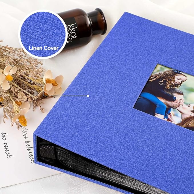 Ywlake Photo Album 4x6 600 Pockets Photos, Linen Cover Large Picture Albums Holds 600 Horizontal and Vertical Photos Blue
