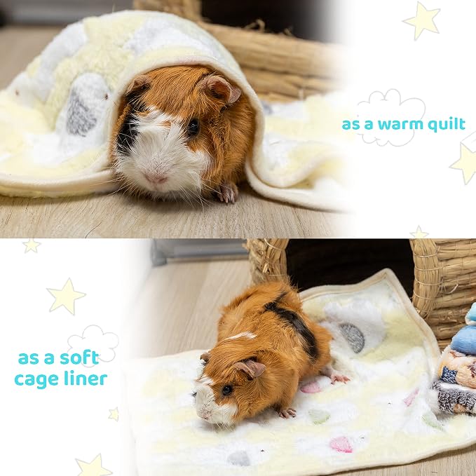 CUSOZWO Guinea Pig Bedding Mat 6 Pack, Soft Fleece Small Pet Blankets | Washable Small Animal Cage Liners Sleep Mat Accessories for Rat, Rabbit, Hamster, Hedgehog (16x24in)
