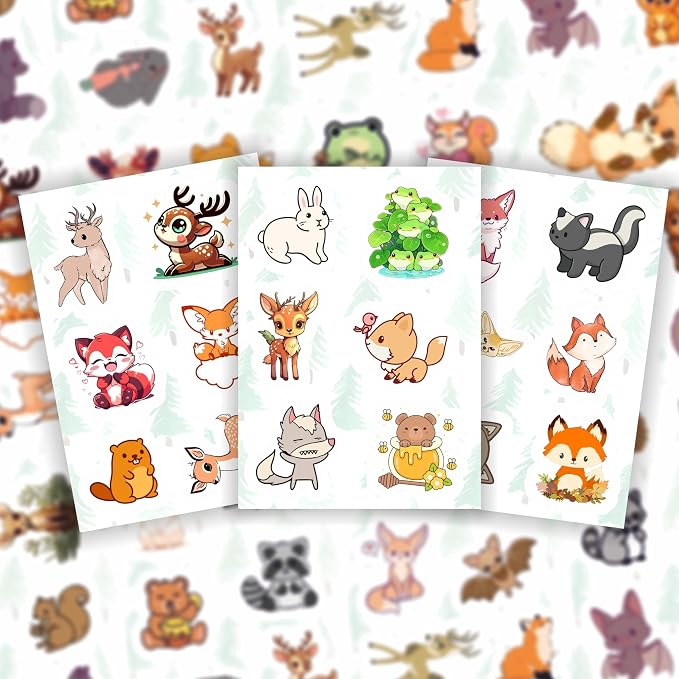 100Pcs Woodland Animal Stickers, Forest Animal Stickers for Water Bottle & Laptop - Woodland Party Supplies & Decorations, Gifts for Women & Men