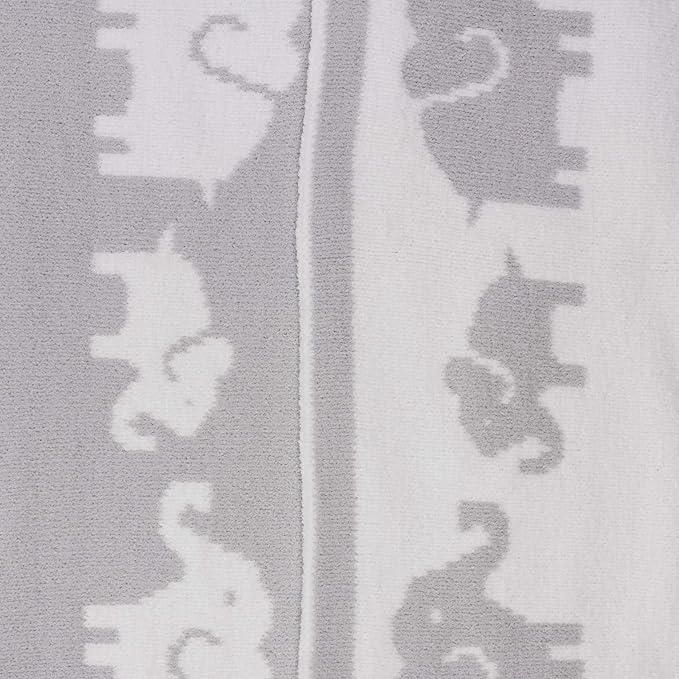 Chenille Baby Blanket for Boys & Girls, Soft Plush Toddler Blanket, 40"x30" (Grey Elephants)