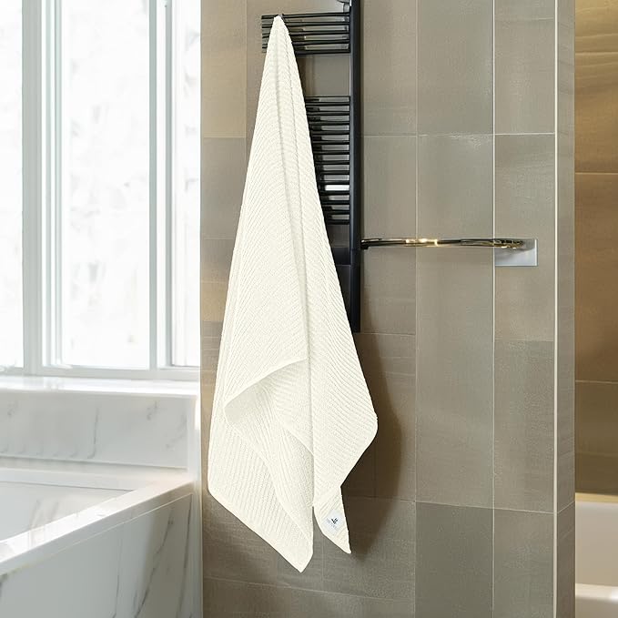 Tens Towels Pack of 6 Zero Twist Towels Set, 2 Bath, 2 Hand, 2 Waschloths, 100% Cotton, Light Weight, Extra Absorbent, Exceptional Softness, Perfect for Bathroom (Ivory)