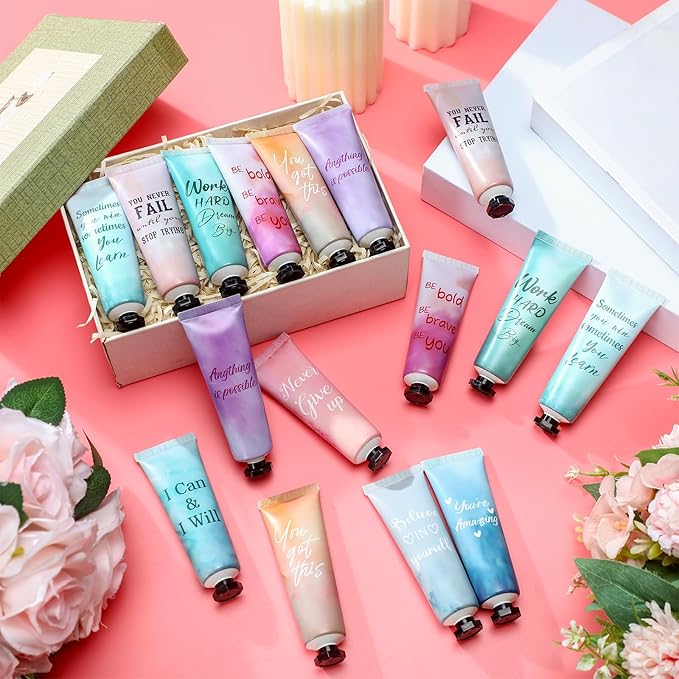 50 Pack Employee Appreciation Team Gifts Bulk Travel Size Hand Cream Inspirational Natural Fragrance Hand Lotion Christmas Winter Thank You Gifts for Women Teacher Nurse Coworker Staff Baby Shower