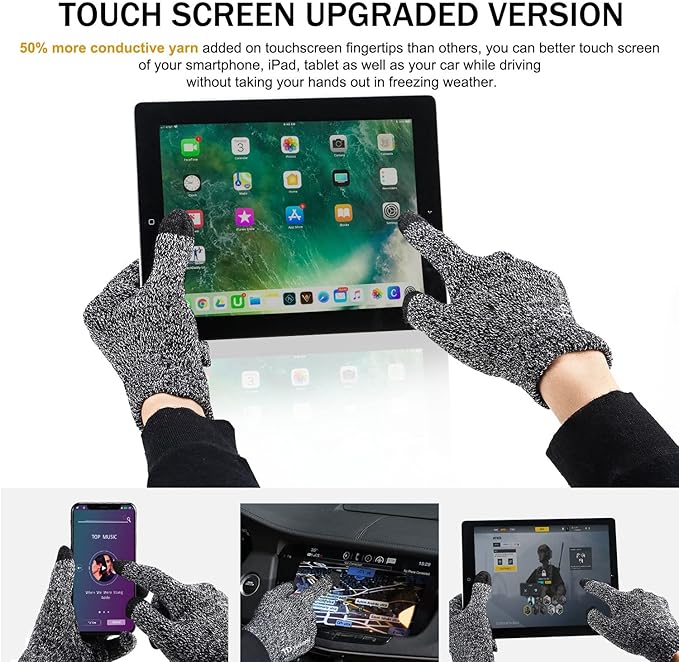 TRENDOUX Winter Gloves for Men Women - Upgraded Touch Screen Cold Weather Thermal Warm Knit Glove for Running Driving Hiking