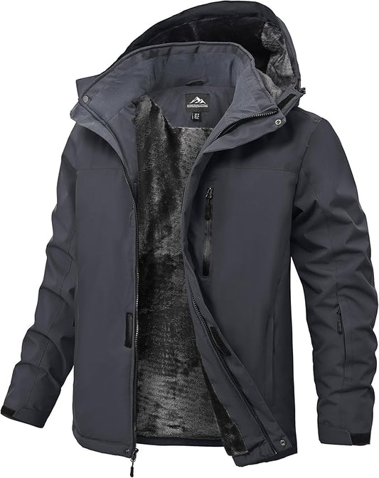 Mens Winter Snow Jacket Waterproof Ski Jackets Snowboard Rain Warm Coat Insulated Hood Fleece Lined