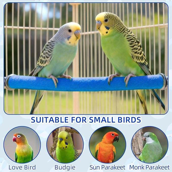 Rypet 90-Degree Parrot Perch for Cage Corner, Quartz Bird Perch (Blue S) | For Paw Grinding Clean Stick Exercise, Rough Quartz Surface, Cage Accessorie, Small Parakeets Cockatiel Conures