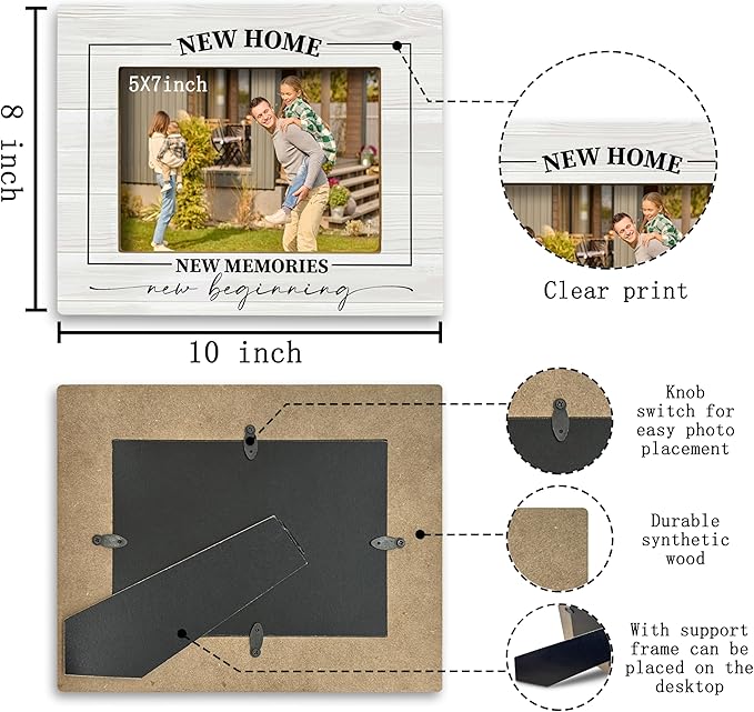FONDCANYON New Home Memories Housewarming Picture Frame, First Home Gifts (5x7 Inch Photo) (Color-2)