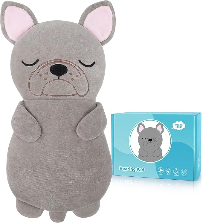 Microwave Heating Pad for Period Cramps&Pain Relief,French Bulldog Microwavable Heating Pads for Birthday Mother's Day,Heating Pad for Women Kid with Lavender Scented,Cute Animal Heat Pack for Knee