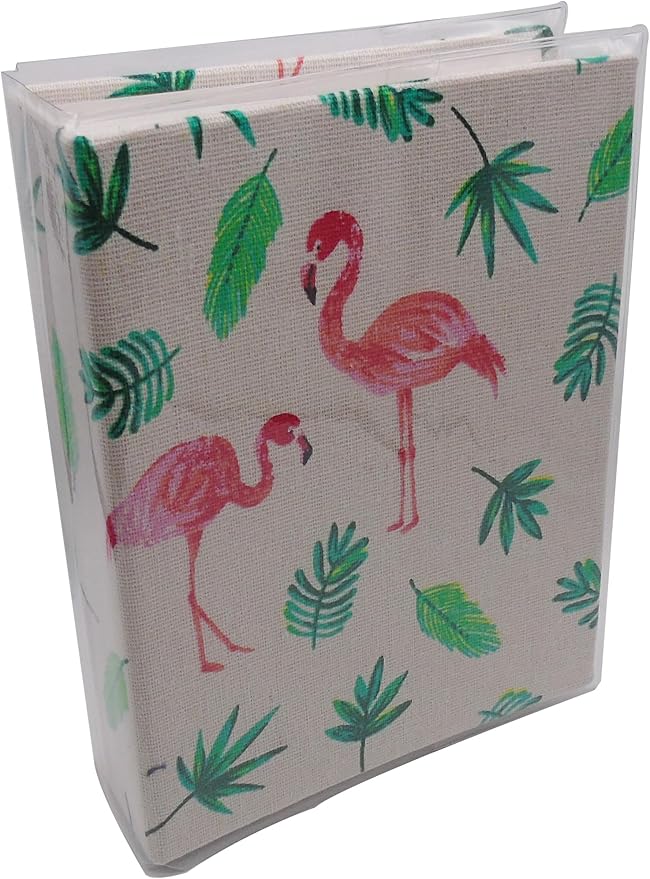 Kids Photo Album, 100 Pockets 5x7 Picture Album, Slip-in Linen Cover Photo Album Book for Boys, Girls, Family(Flamingo)