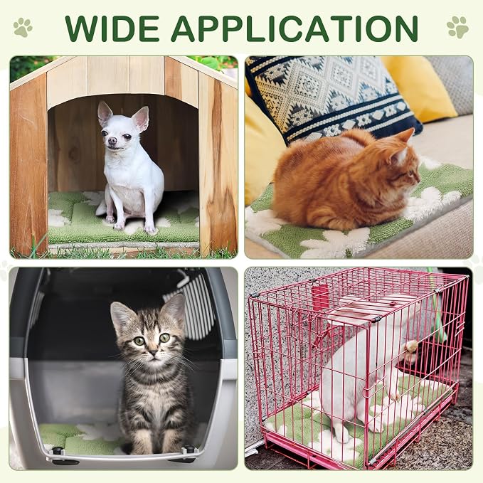 Haull 4 Pcs Waterproof Guinea Pig Bedding Soft Dog Cat Bed Crate Mat Small Animal Plush Cage Liners Rabbit Bunny Kennel Pad Reversible Cozy Pee Thickened Hamster Pad(White Flowes,13 x 10 Inch)