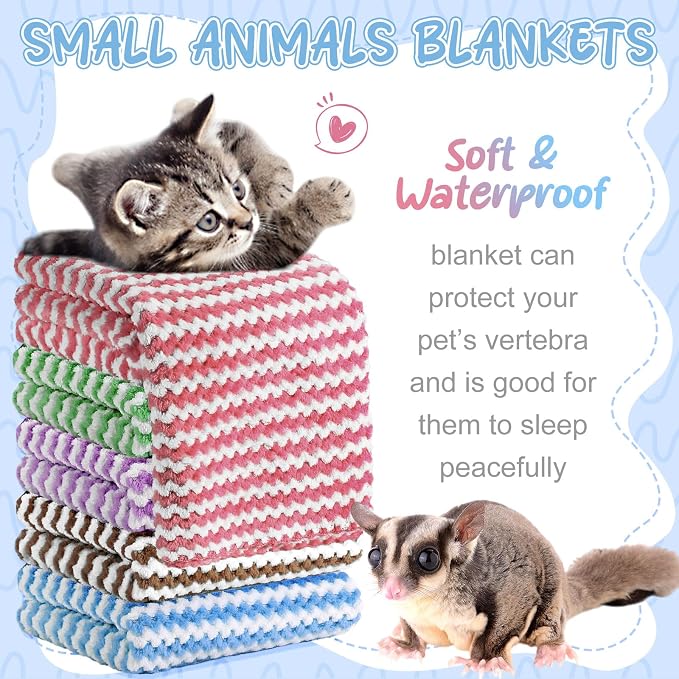 Hahafelt 5 Pcs Waterproof Guinea Pig Fleece Bedding Blankets Absorbent Guinea Pig Cage Liner Washable Small Animal Pee Pad Reusable Pet Blanket Wash Cloth Bedding Mat Pad (Multi Colors,18 x 24 Inch)