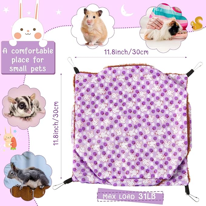 Weewooday 3 Pcs Rat Hammock 3 Tier Ferret Hammock Blue Purple Green | Cage Hanging Bed Cage Accessories for Pet Guinea Pig Hamster Parrot Sugar Glider Ferrets Rat Chinchilla Playing Sleeping