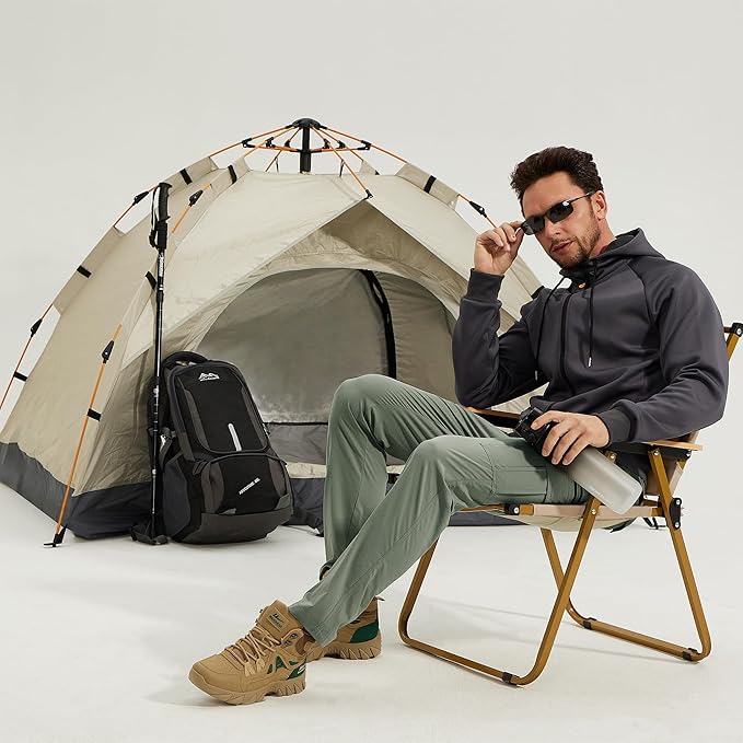 MOURCE Hiking Pants Men Lightweight Quick-Dry - Water Resistant Stretch Travel Pants with 7 Pockets for Outdoor Fishing
