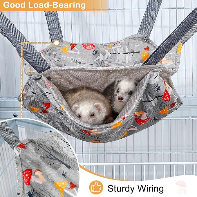 Glittme 4 Pack Cozy Ferret Hammock, Soft Washable Cage Bed for Small Animals