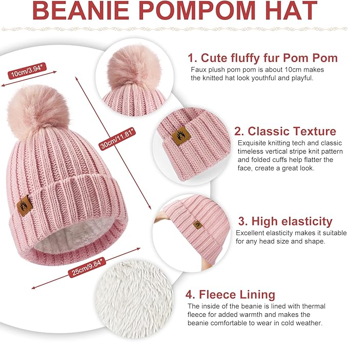 UMIPUBO Winter Beanie Hats Scarf Touch Screen Gloves Fuzzy Socks Ear Muffs 5pcs Set for Women Winter Ski Outing Set