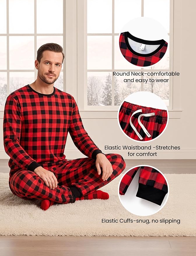 PATPAT Christmas Family Matching Pajama Sets Includes Christmas Socks - Perfect for Family Photos & Holiday Celebrations