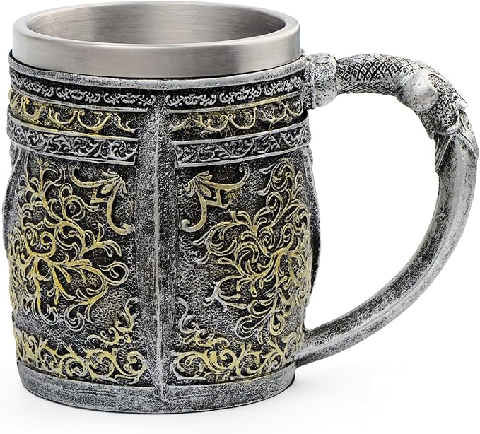 CHICVITA Viking Stainless Steel Skull Coffee Mug Viking Skull Beer Mugs Gift for Men Father's Day Gifts