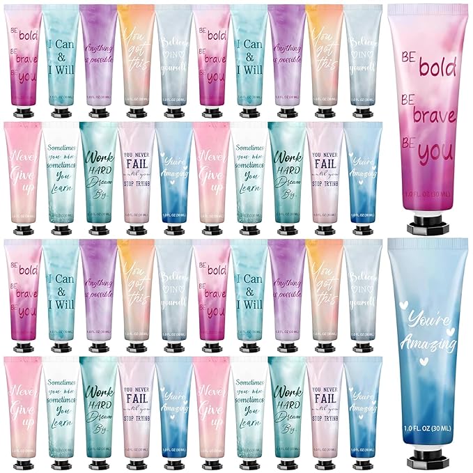 40 Pack Employee Appreciation Team Gifts Bulk Travel Size Hand Cream Inspirational Natural Fragrance Hand Lotion Christmas Winter Thank You Gifts for Women Teacher Nurse Coworker Staff Baby Shower