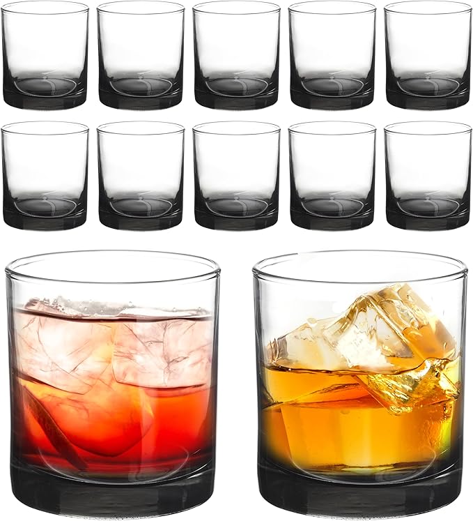DISCOUNT PROMOS Lexington Rocks Whiskey Glass 10.5 oz, Set of 12, Bulk Pack - Perfect for Scotch, Bourbon, Whiskey, Cocktail - Black