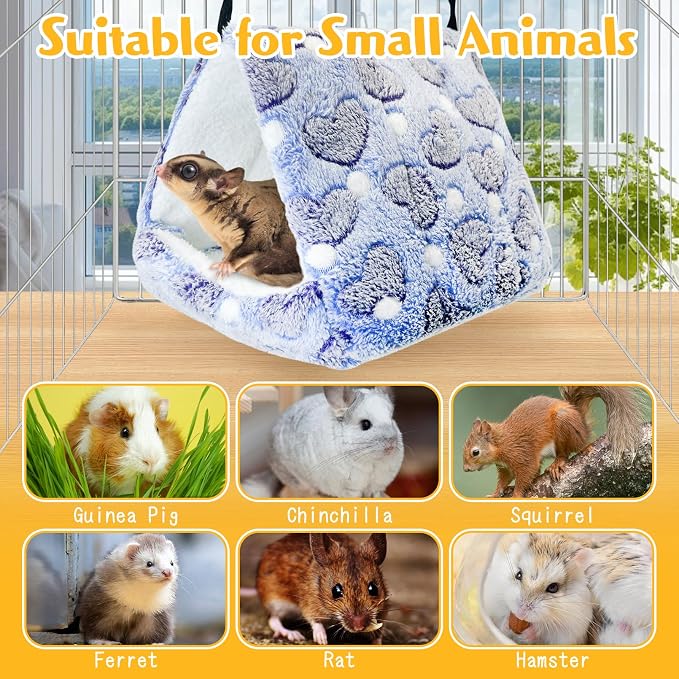 PINVNBY Rat Hammock Bed Soft Guinea Pig Hideout Bed Hanging & Washable Hamster Toy Ferret Cage Accessories for Squirrel Sugar Glider Chinchilla Rat (Purple)