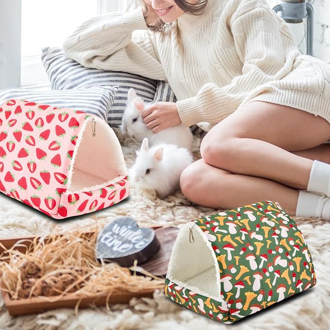Cinnvoice Guinea Pig Hideout Bed Washable House Cage, Classic, 7.9 in | Soft Tunnel for Hamster Rabbit Bunny Chinchillas Hedgehog Mice Rat, Cozy Hideaway Habitat Accessories, Removable Cushion Pad