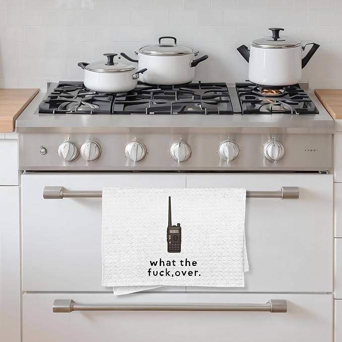 Funny Walkie Talkie Kitchen Towels, Sarcastic Meme Hand Towels for Bathroom, Funny Dish Towels Tea Towels with Saying, Sarcastic Gifts for Women Men, Funny Kitchen Bathroom Decor, 16x24 Inch