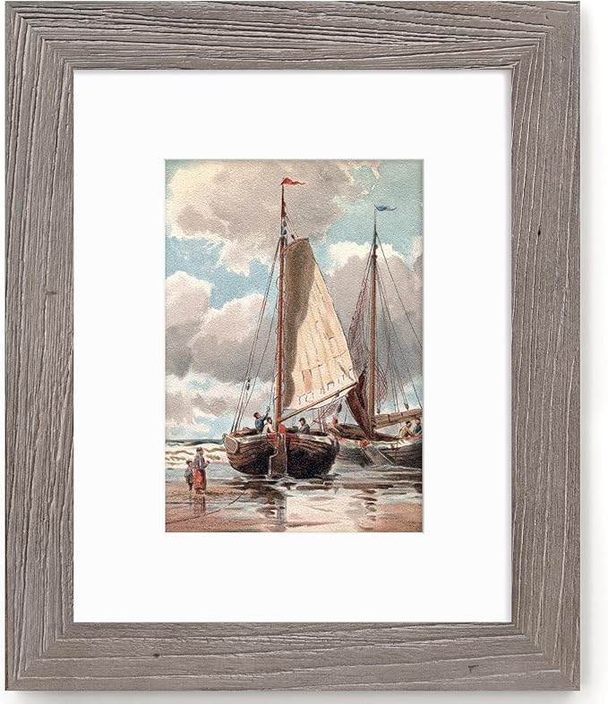 Fun Memories Picture Frame 8x10 - Real Tempered Glass, Solid Wood Photo Frame, Display 5x7 With Mat or Without Mat, Rustic Frame for Wall or Tabletop, Grey, 1 Pack