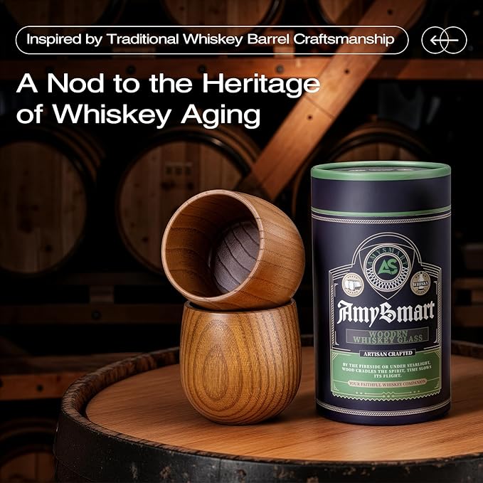Handcrafted Wooden Whiskey Glass with Gift Tube – Charred Old Fashioned Glass,Charred Bourbon Drinking Cup | Unique Whiskey Gift for Men, Dad, Husband, Friends, Birthday & Holiday (1 Pack Charred)