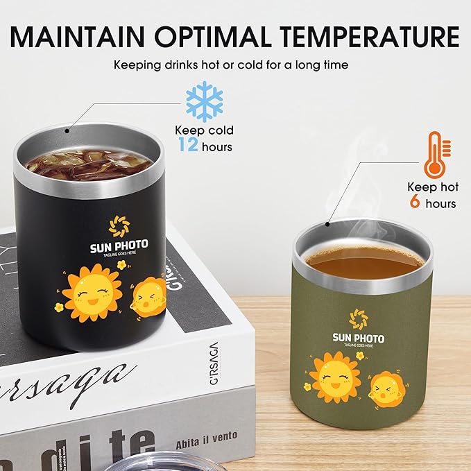 Personalized Custom Tumbler Print in USA 12oz 50Pcs Stainless Steel Travel Coffee Cup with Lid & Straw Double Wall Insulated Mug With Colorful Text Logo Photo