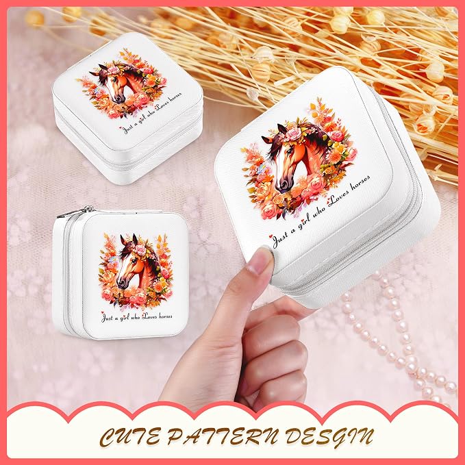 Horse Jewelry Box, Gifts For Women Teens Girls, Western Horse Lovers Stuff Items Accessories Things Merchandise Decor Merch, Travel Ring Earrings Necklace Organizer Holder!