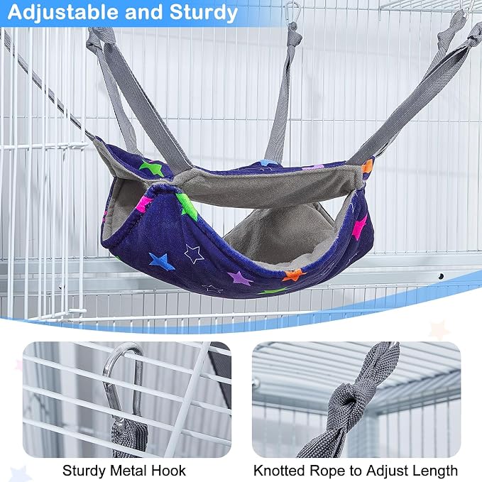 Glittme 4 Pack Cozy Ferret Hammock, Soft Washable Cage Bed for Small Animals