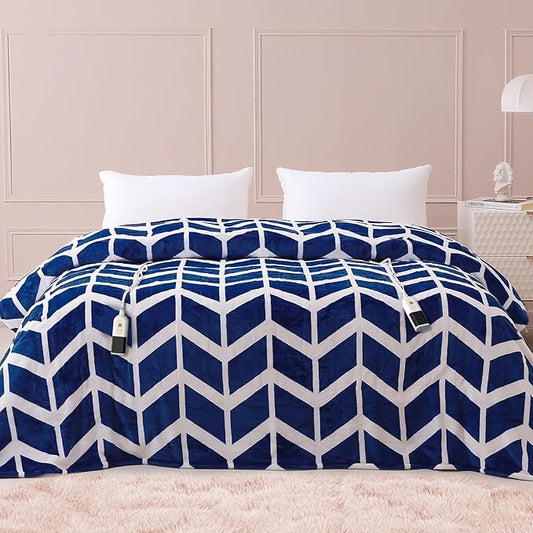 VENTIMI Electric Blanket Queen Size, 84" x 90" Heated Blanket with 9 Heat Levels & 2-4-8-10 Hours Auto Off, Fast Heating Blanket with ETL & FCC Certification, Navy