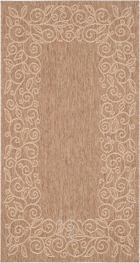 SAFAVIEH Washable Rug Outdoor Courtyard Collection - 2'7" x 5', Dark Beige & Beige, Non-Shedding & Easy Cleaning, Ideal for Patio, Backyard, Mudroom (CY5139B)
