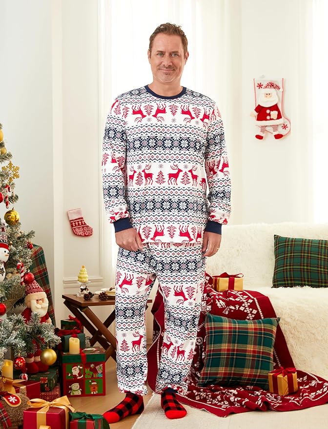 PATPAT Christmas Family Matching Pajama Sets Includes Christmas Socks - Perfect for Family Photos & Holiday Celebrations