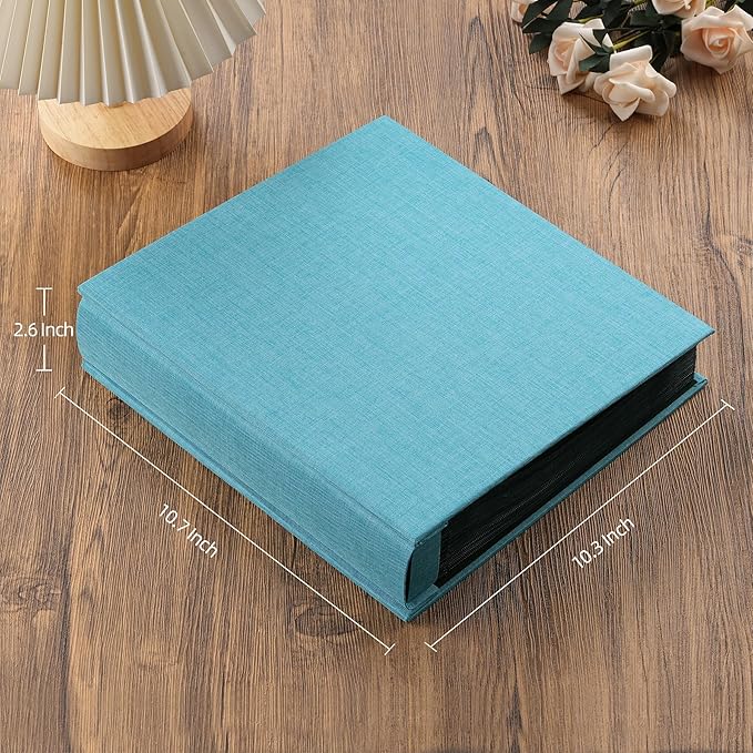 potricher Small 8x10 Photo Album 160 Pockets Linen Cover Large Capacity Picture Book for Family Wedding Anniversary and Baby (Blue)