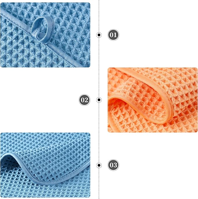 POLYTE Oversize, 60 x 30 in., Quick Dry Lint Free Microfiber Bath Towel Set, 6 Piece (Waffle Weave)