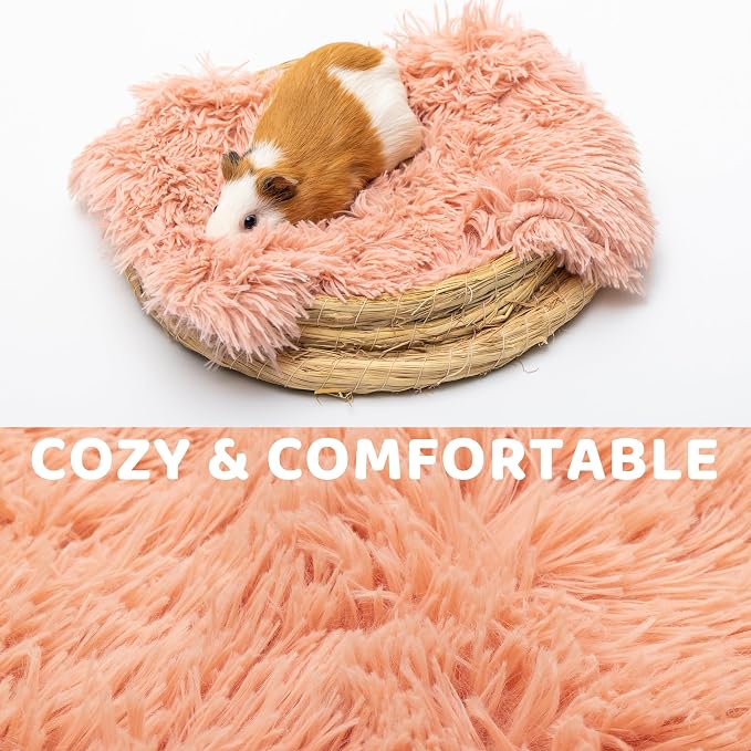 Guinea Pig Blankets 4 Pack, Warm Cozy Fleece Pet Cage Accessories | Washable Cold Weather Small Animal Bedding Mat Cage Liners for Hedgehog, Rabbit, Hamster, Chinchilla (17.7x17.7in)