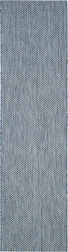 SAFAVIEH Washable Rug Outdoor Courtyard Collection - 2'3" x 12' Runner, Navy & Grey, Non-Shedding & Easy Cleaning, Ideal for Patio, Entryway, Mudroom, Hallway, Kitchen (CY8521-36821)